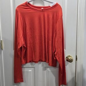 NWT Plus Size Women's Old Navy Mystic Fire- Red Orange Crop Active Ribbed Top 4X